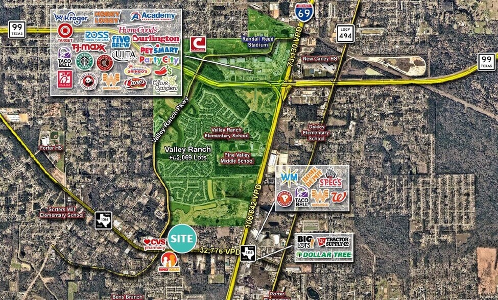 Valley Ranch Pkwy and FM 1314 Rd., Porter, TX for sale - Aerial - Image 2 of 2