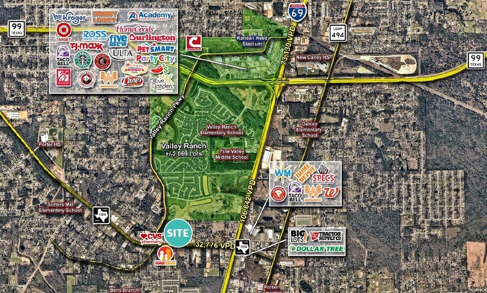 Valley Ranch Pkwy and FM 1314 Rd., Porter, TX à vendre - Aérien - Image 2 de 2