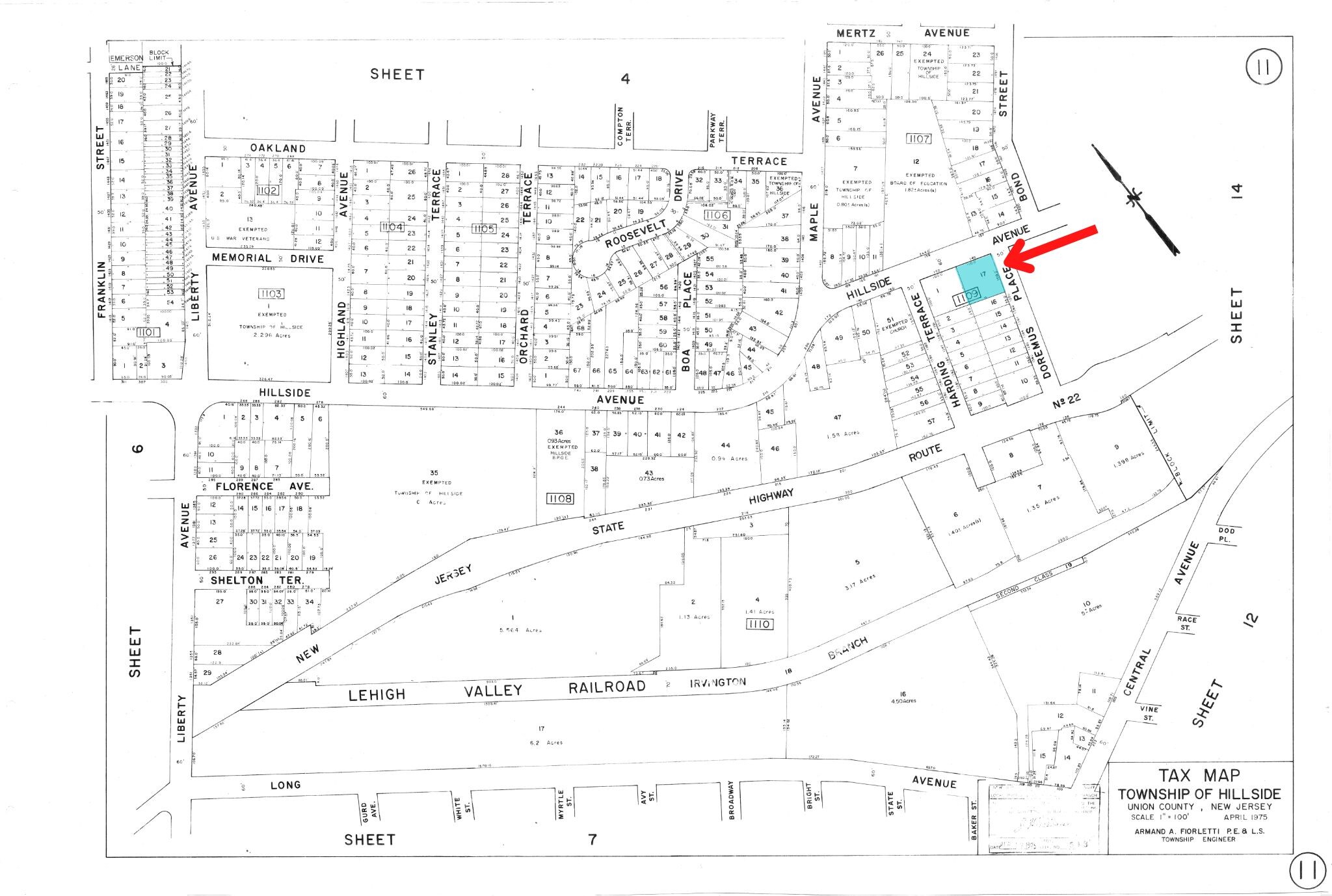 140 Hillside Ave, Hillside, NJ à vendre Plan cadastral- Image 1 de 1