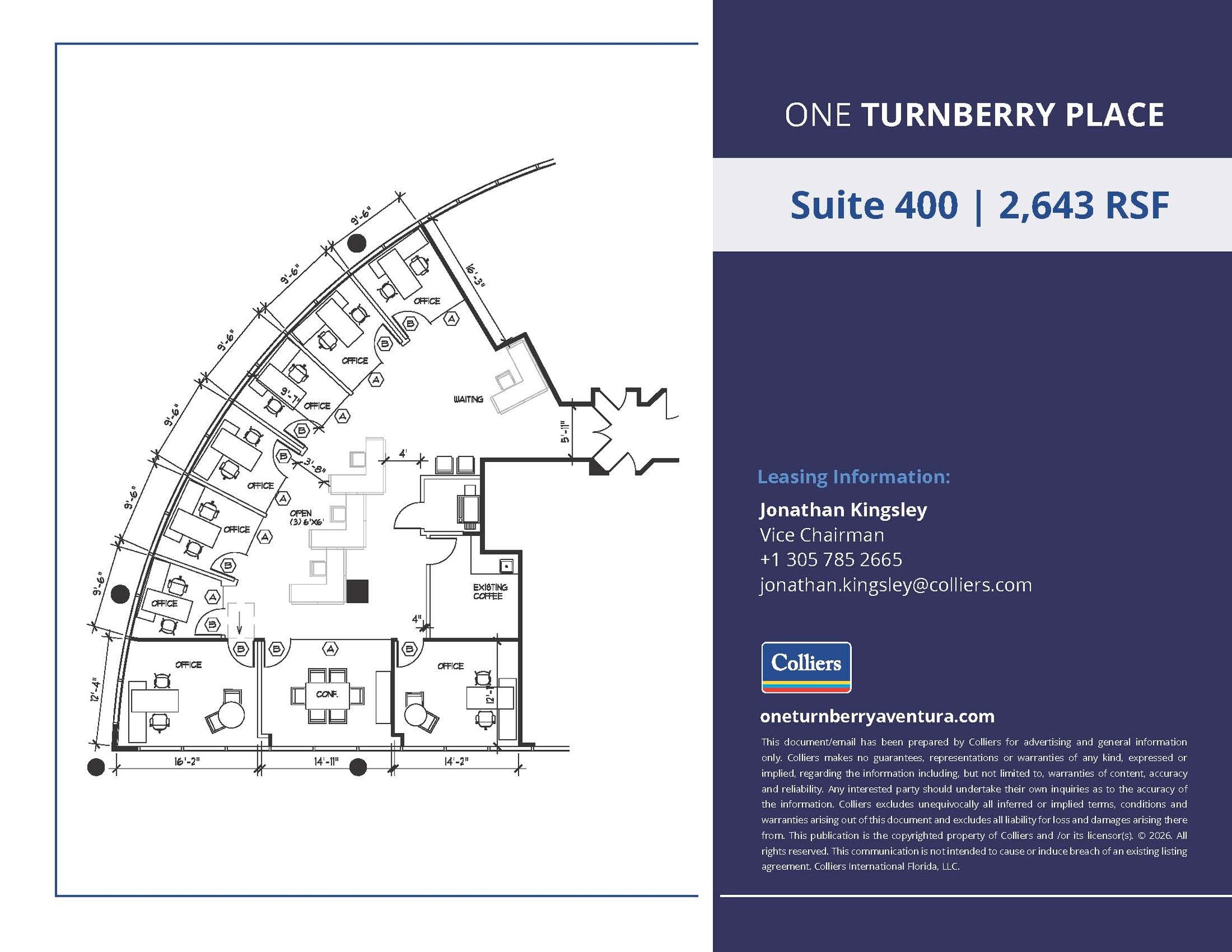 19495 Biscayne Blvd, Aventura, FL à louer Plan d’étage- Image 1 de 1