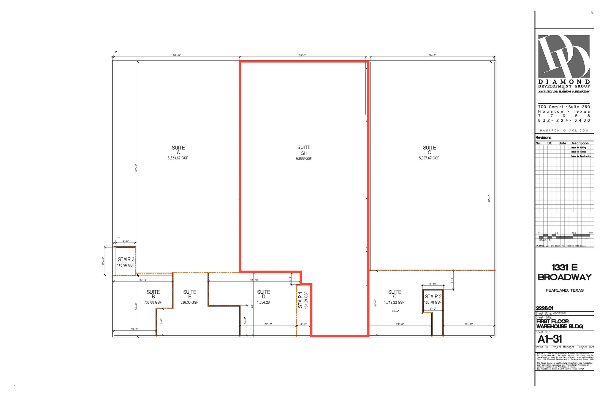 1331 E Broadway St, Pearland, TX for lease Typical Floor Plan- Image 1 of 3