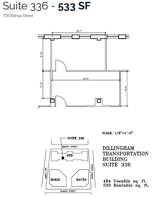 733 Bishop St, Honolulu, HI à louer Plan d’étage- Image 1 de 1