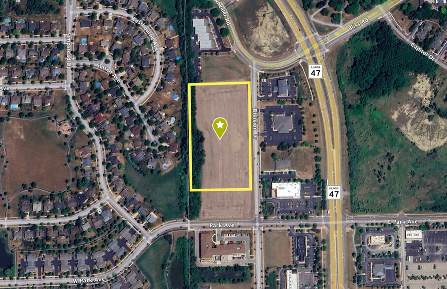 6.5± AC, Sugar Grove, IL à vendre - Aérien - Image 1 de 2