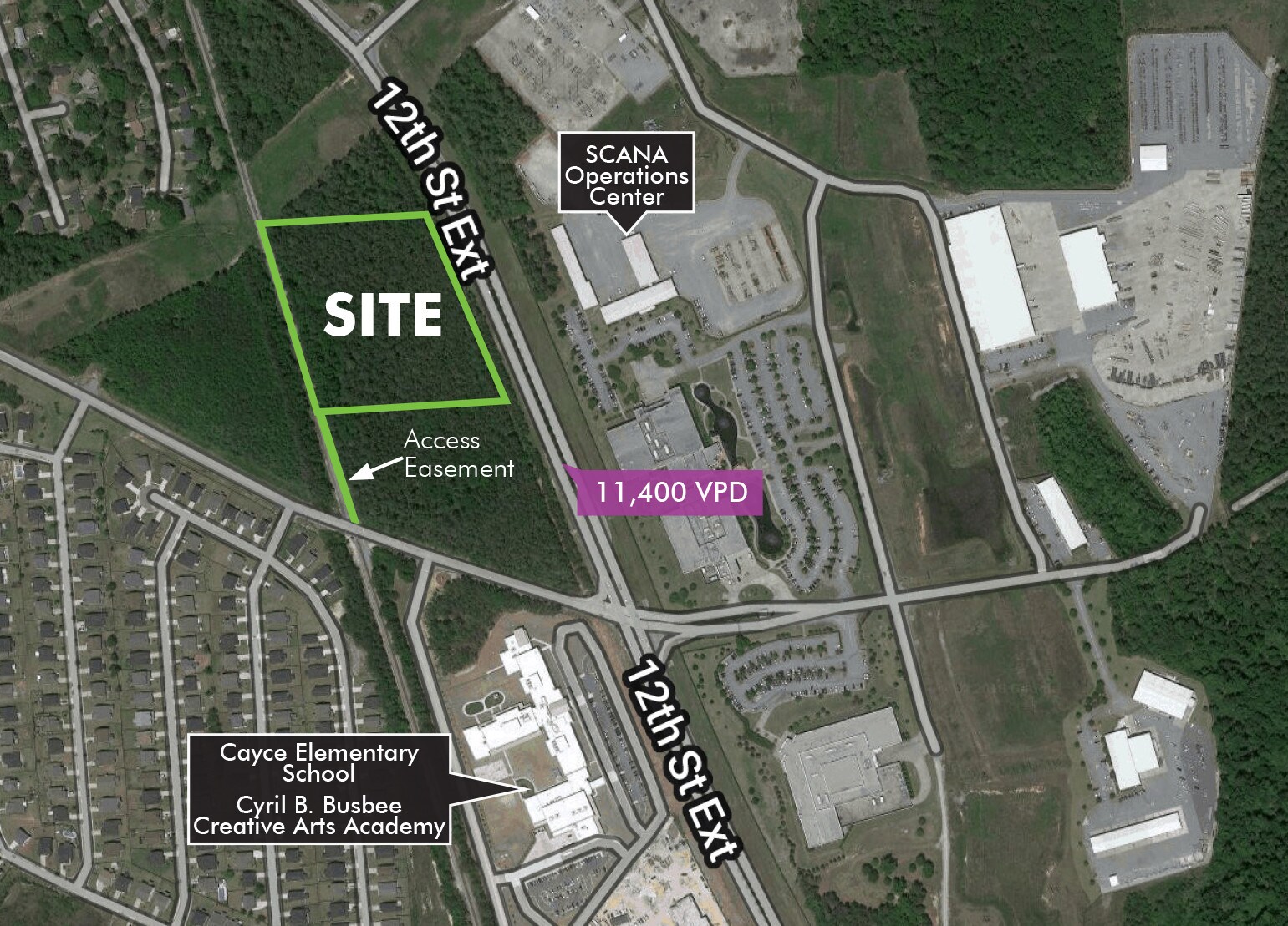 6 Acres On 12th Street Ext, Cayce, SC for sale Aerial- Image 1 of 2
