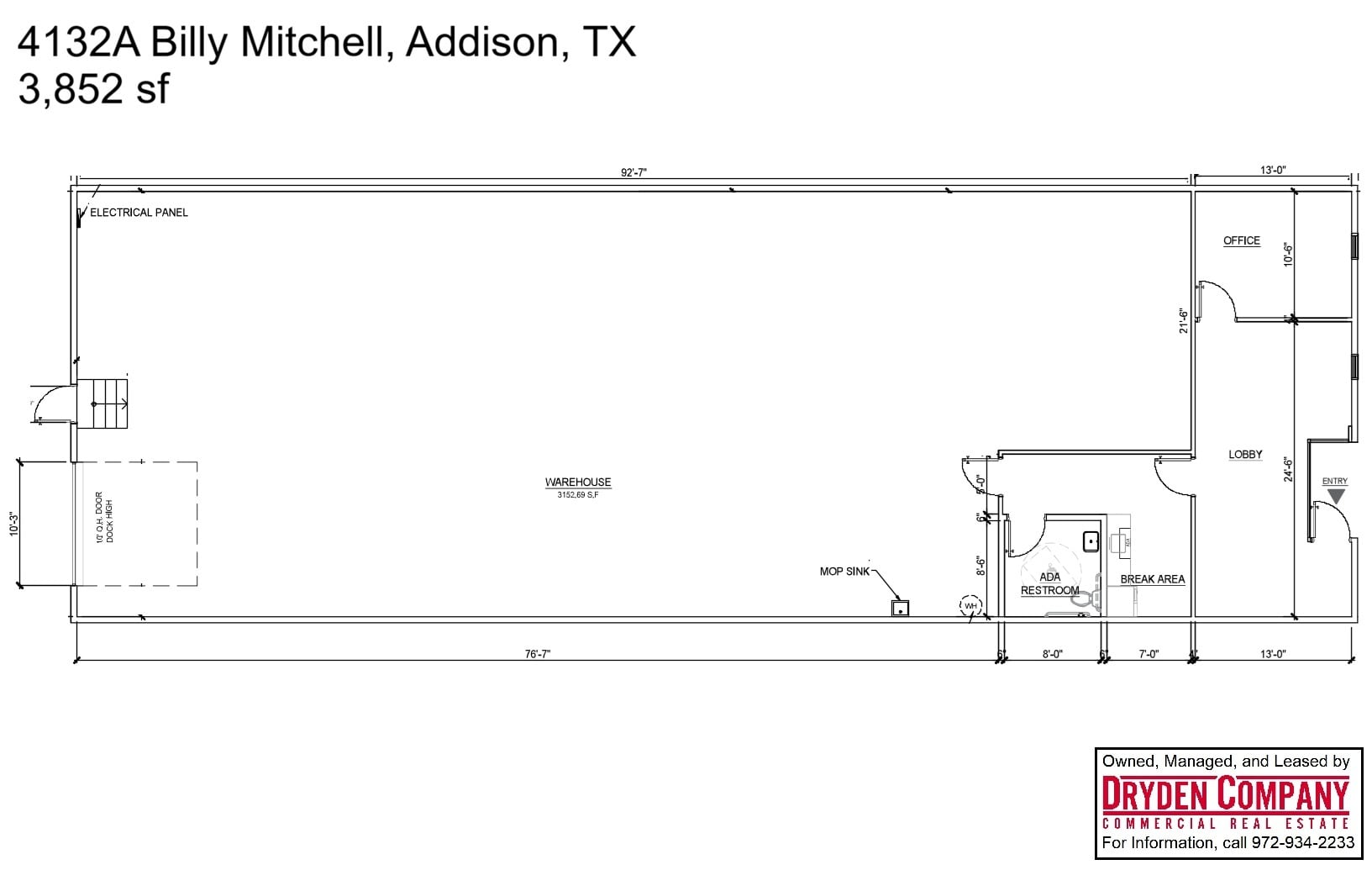 4124-4140 Billy Mitchell, Addison, TX à louer Plan d’étage- Image 1 de 2