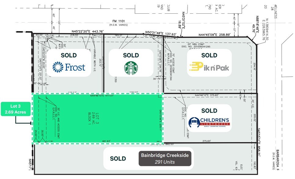 SEQ of FM 1101 and Creekside Crossing, New Braunfels, TX for sale - Site Plan - Image 2 of 4