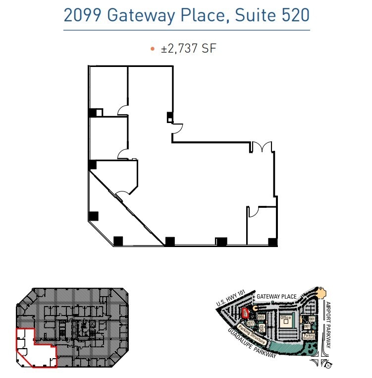 2033 Gateway Pl, San Jose, CA à louer Plan d’étage- Image 1 de 1