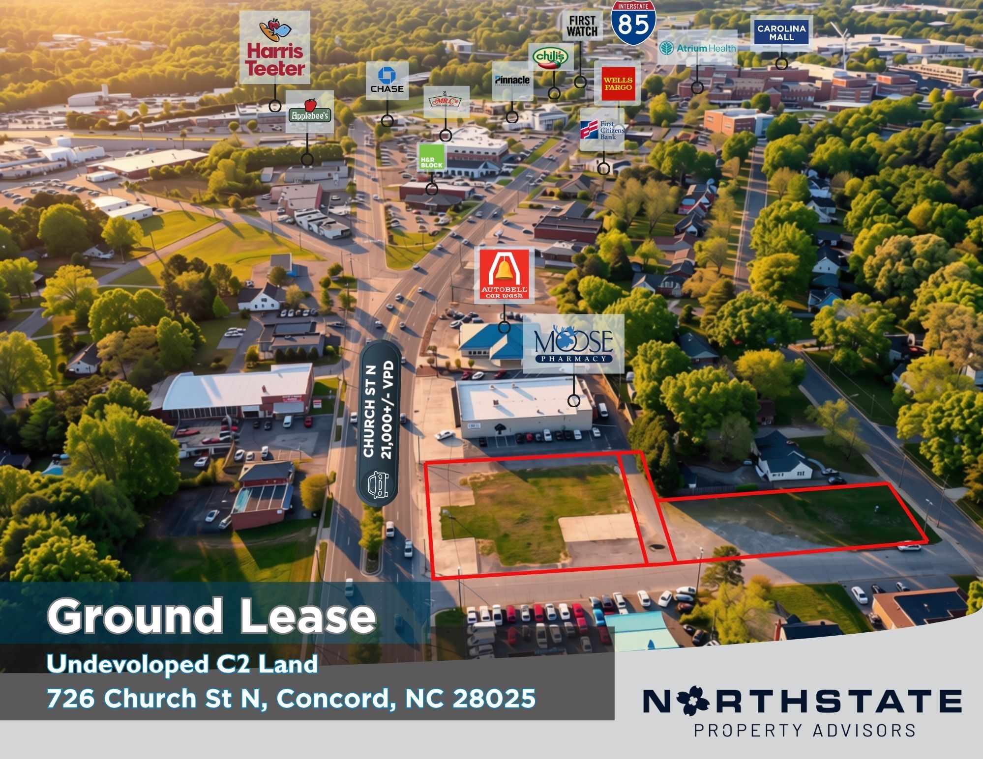 726 Church St N, Concord, NC for lease Aerial- Image 1 of 8