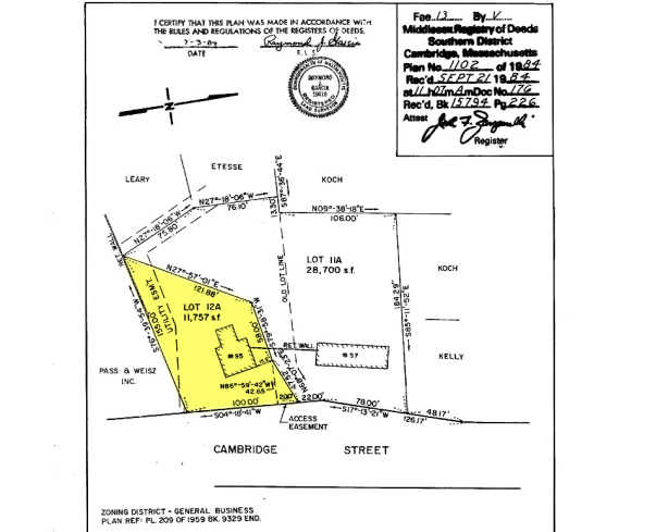 95 Cambridge St, Burlington, MA à vendre - Plan cadastral - Image 3 de 3