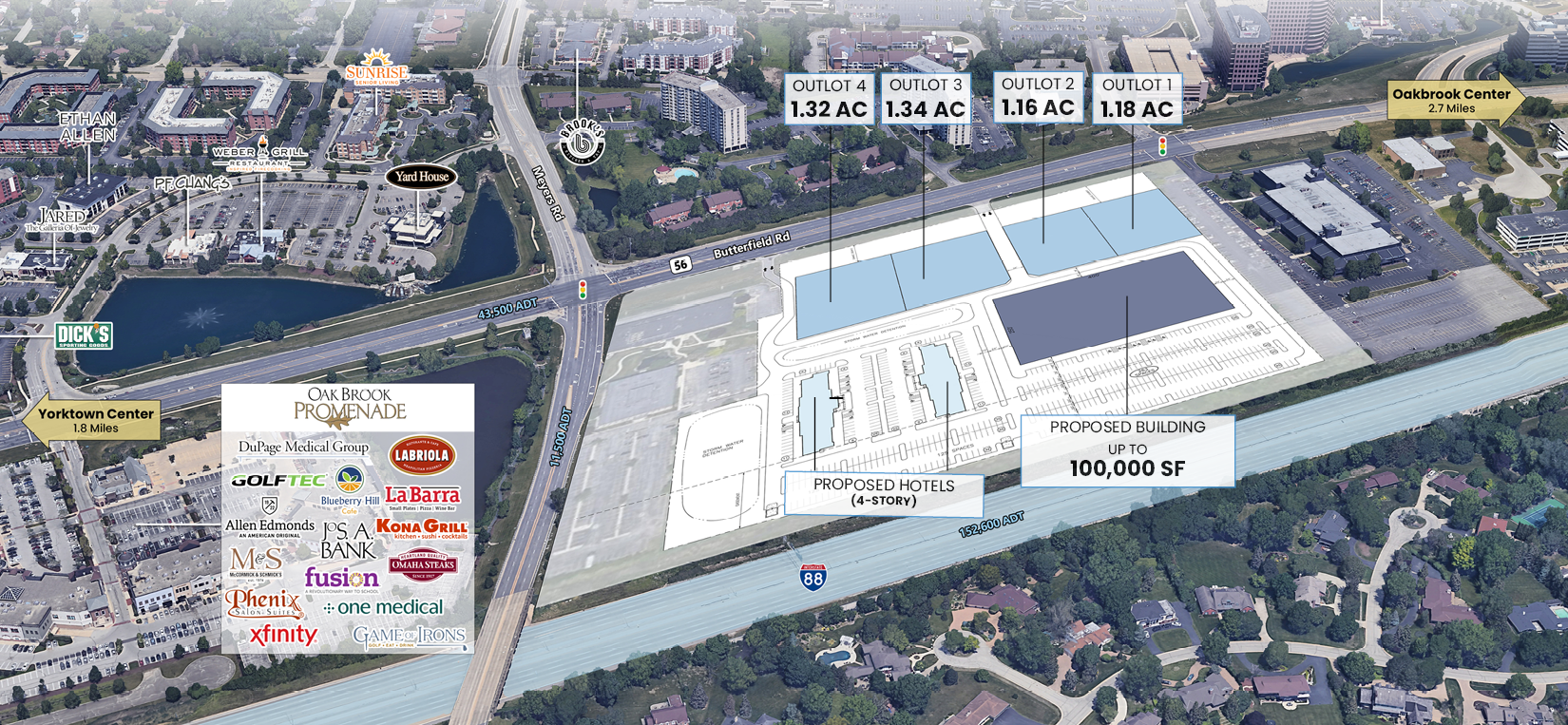 SEC Butterfield Rd and Meyer Rd, Oak Brook, IL for lease Aerial- Image 1 of 3