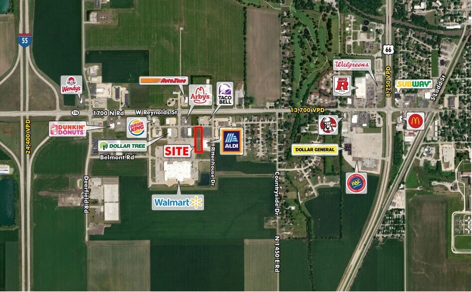 7101 S Rittenhouse Dr, Pontiac, IL à vendre - Aérien - Image 2 de 3