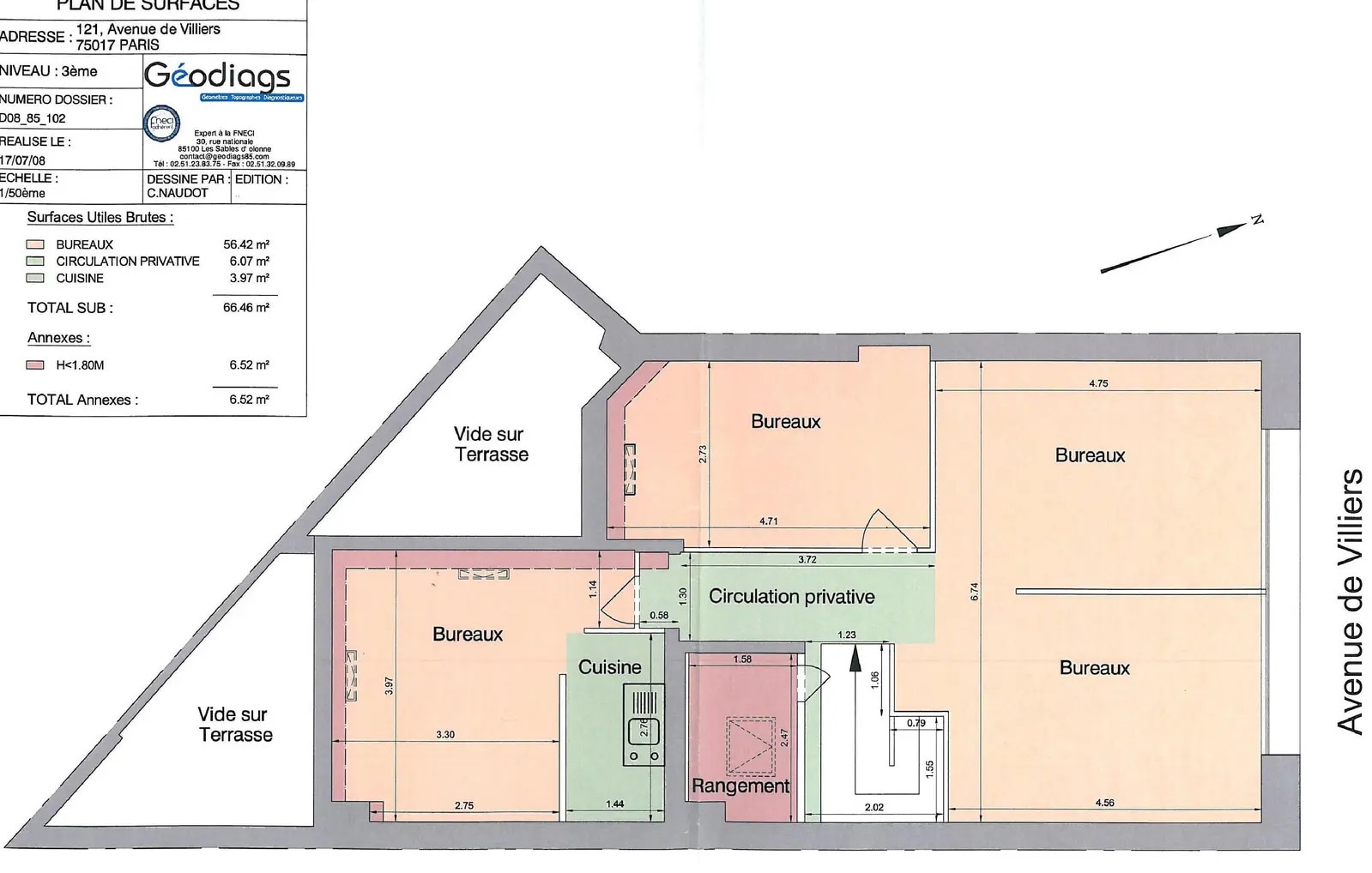 121 Avenue De Villiers, Paris à vendre Plan d’étage- Image 1 de 2