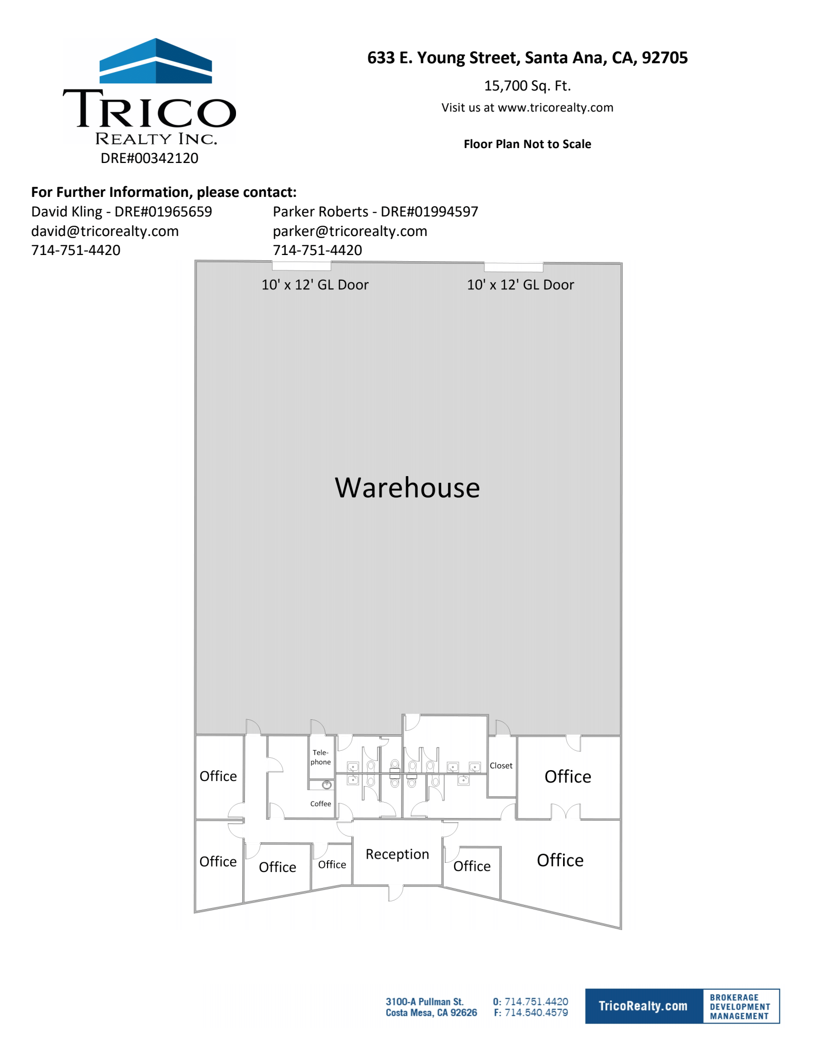 633 Young St, Santa Ana, CA à louer Plan d’étage- Image 1 de 1