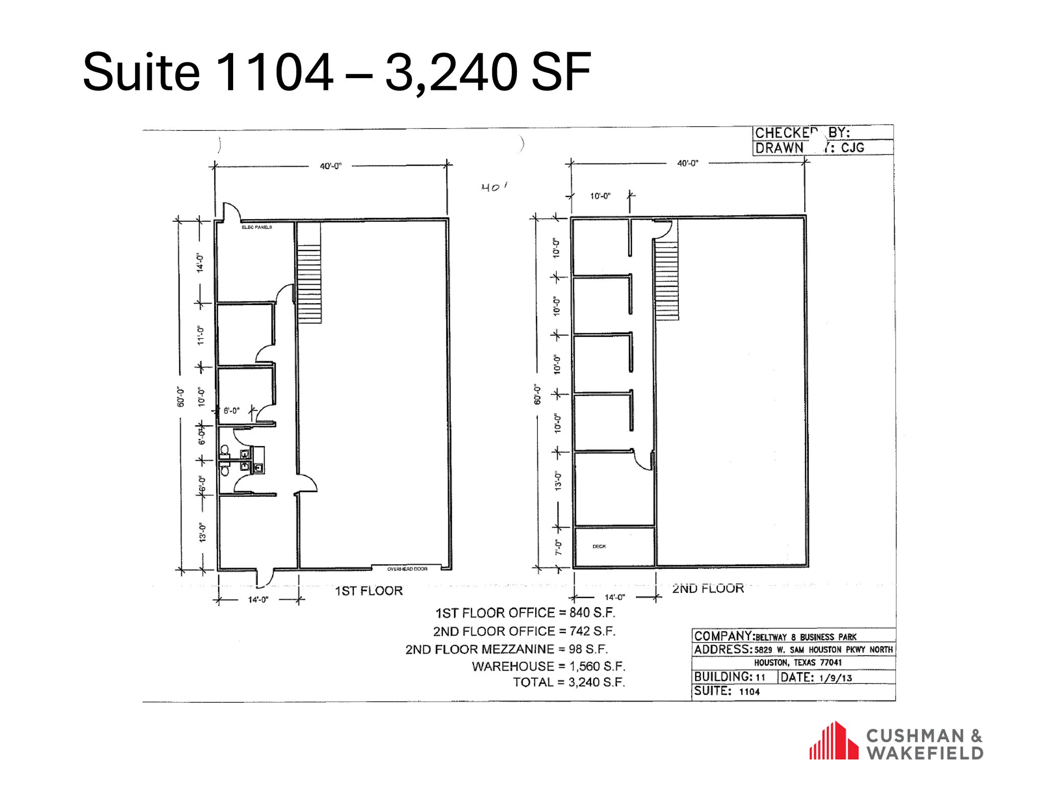 5829 W Sam Houston Pky N, Houston, TX à louer Plan d’étage- Image 1 de 1