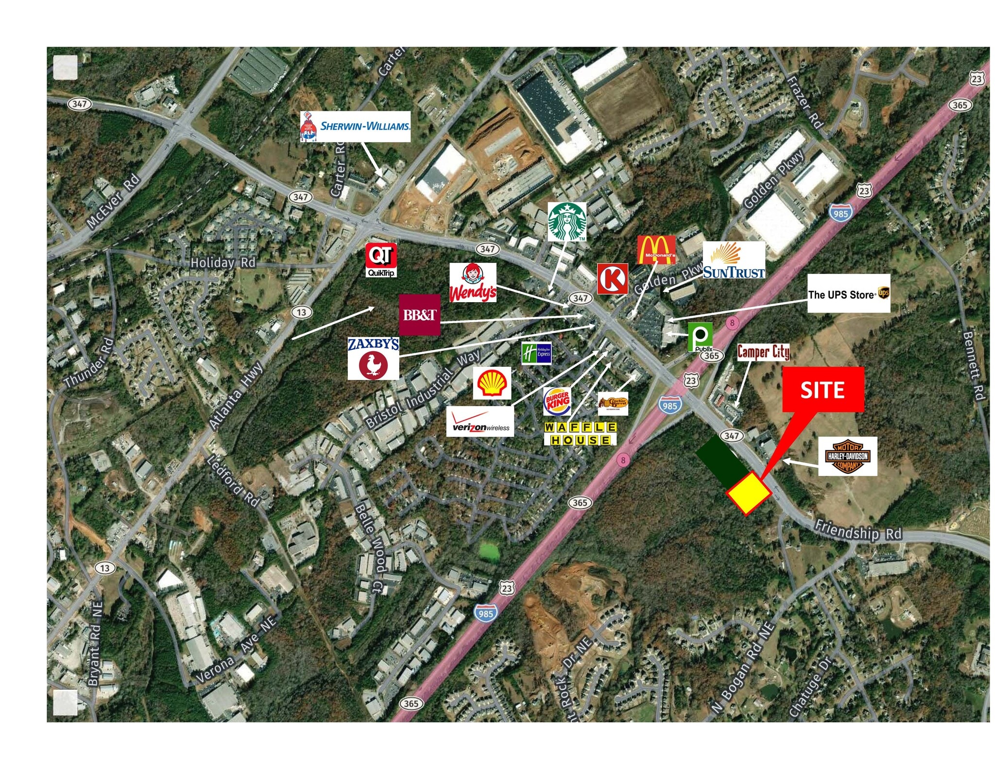 Friendship Rd at I-985, Buford, GA for sale Aerial- Image 1 of 6