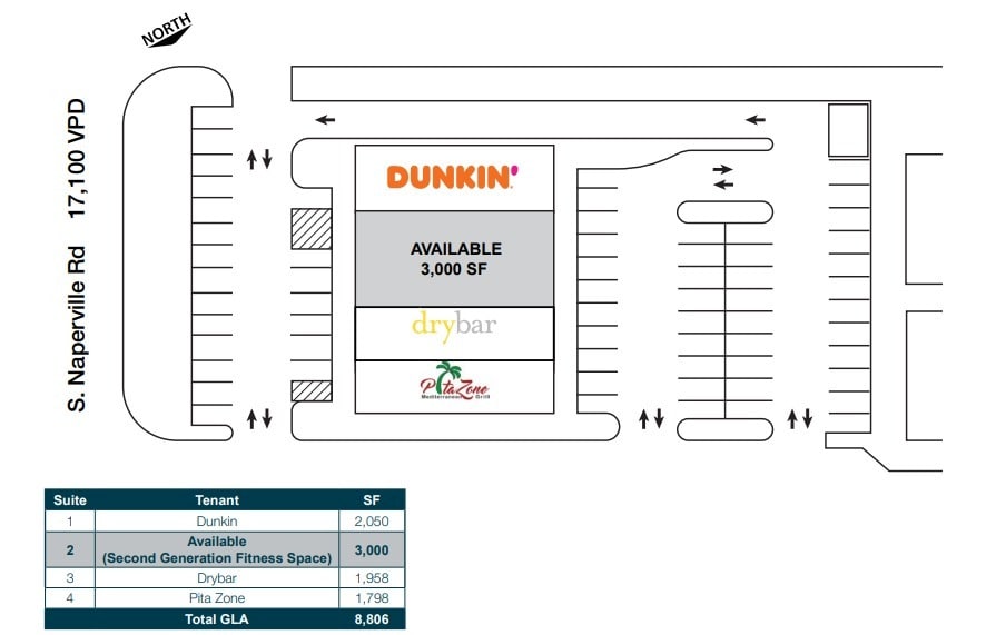 2040-2046 S Naperville Rd, Wheaton, IL à louer Plan d’étage- Image 1 de 1