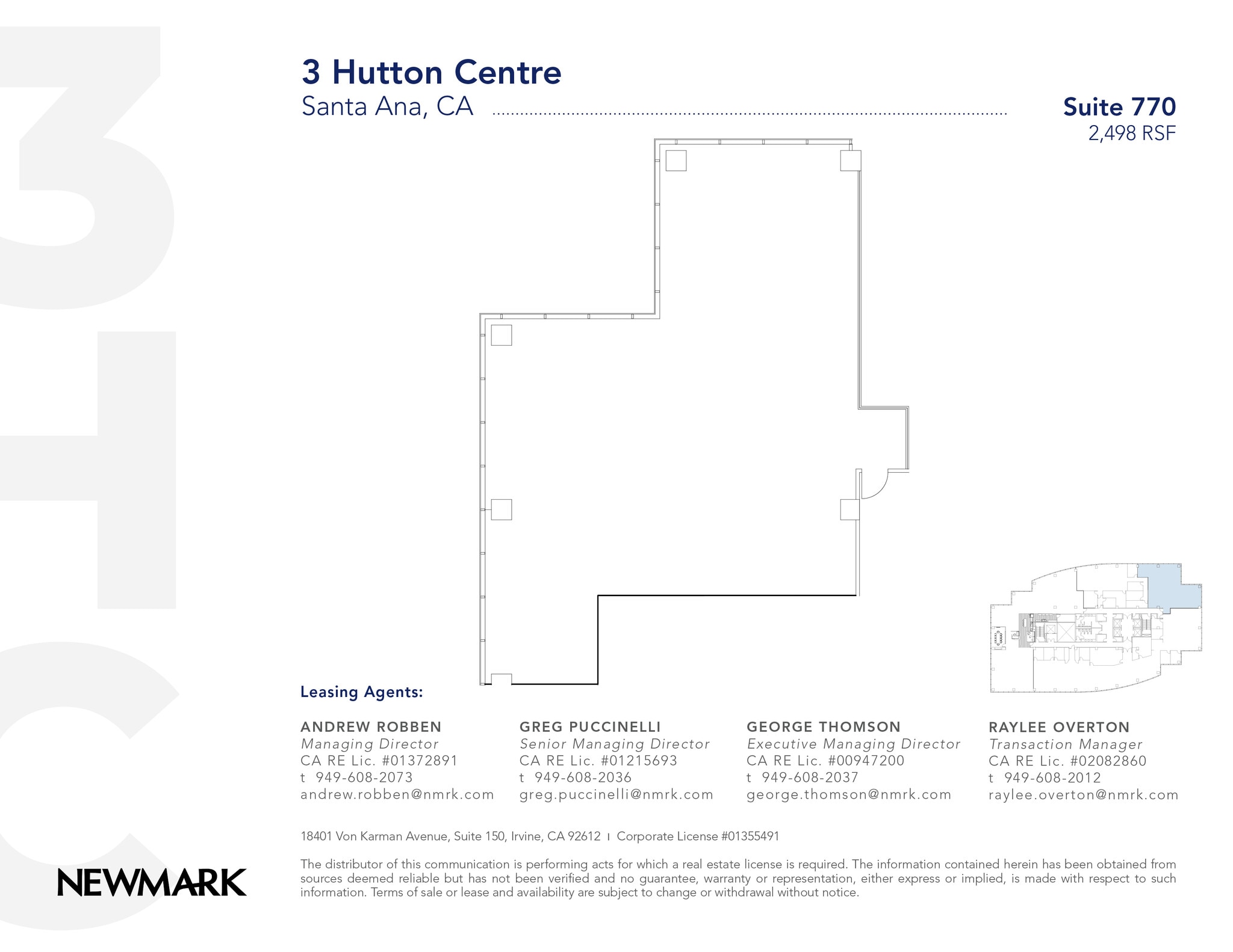 3 Hutton Centre Dr, Santa Ana, CA à louer Plan d’étage- Image 1 de 2