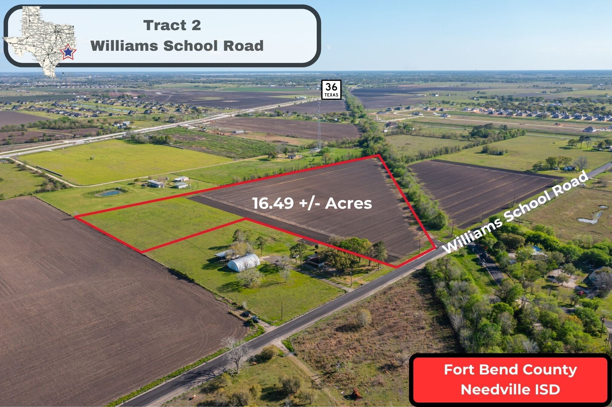 Tract 2 Williams School Rd rd, Needville, TX à vendre Aérien- Image 1 de 10