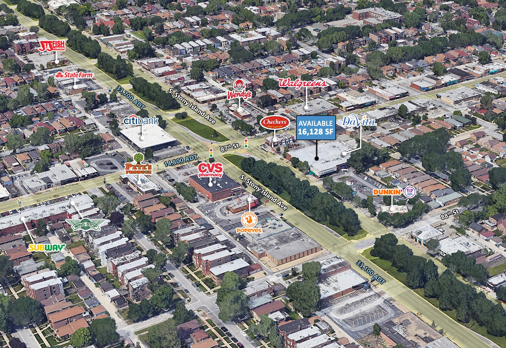 8721 S Stoney Island Ave, Chicago, IL for lease Aerial- Image 1 of 7