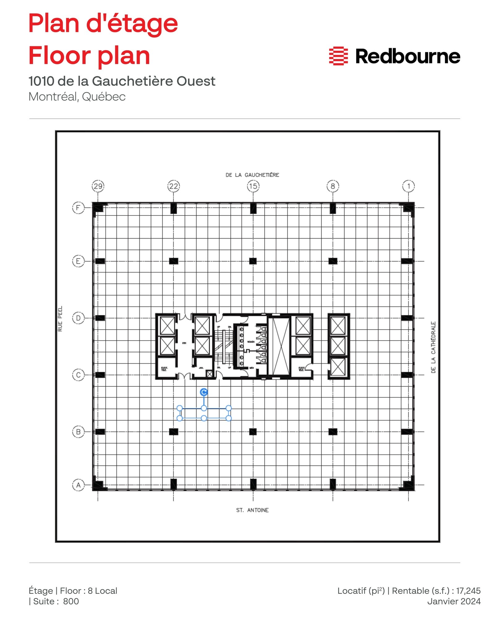 1010 Rue De La Gauchetière O, Montréal, QC à louer Plan d’étage- Image 1 de 1