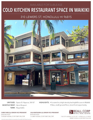 Plus de détails pour 310-314 Lewers St, Honolulu, HI - Vente au détail à louer