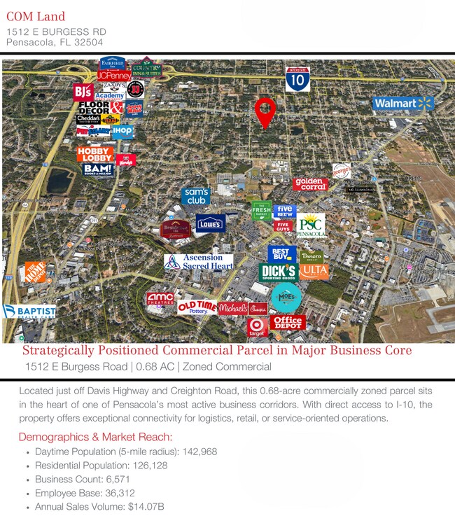Plus de détails pour 1512 E Burgess Rd, Pensacola, FL - Terrain à vendre