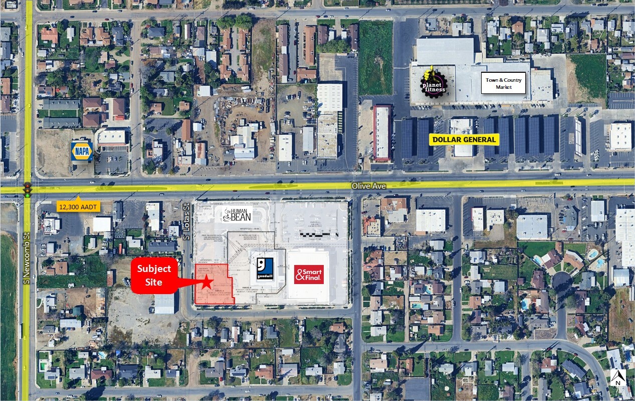 Sec Olive Ave. & S Lotas St., Porterville, CA for sale Aerial- Image 1 of 6