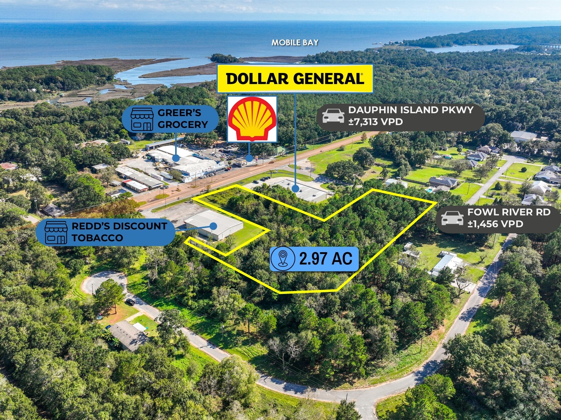 adj. to 3280 Fowl River Road, Theodore, AL à vendre Photo du bâtiment- Image 1 de 15