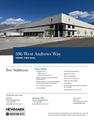 More details for 596 596 West Andrews Way Way, Ogden, UT - Industrial for Lease