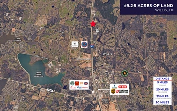 East side of I-45, on SH 75, Willis, TX - AERIAL map view - Image1