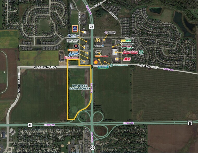 SWC Route 47 & Galena Blvd, Sugar Grove, IL à vendre - Aérien - Image 2 de 2