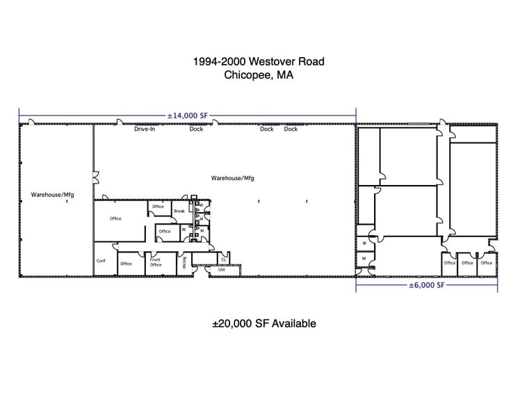 1994 Westover Rd, Chicopee, MA for lease - Floor Plan - Image 2 of 3