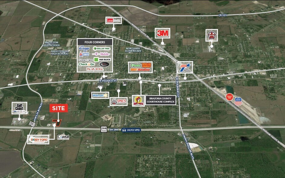 Hwy 288 & Hwy 523, Angleton, TX à vendre - Aérien - Image 2 de 2
