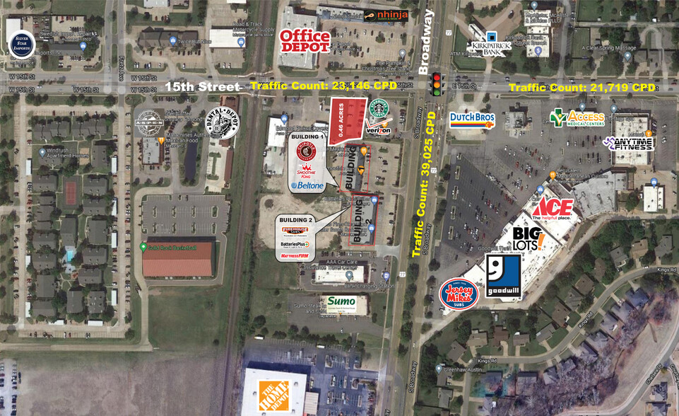 20 W 15th St, Edmond, OK for lease - Aerial - Image 2 of 2