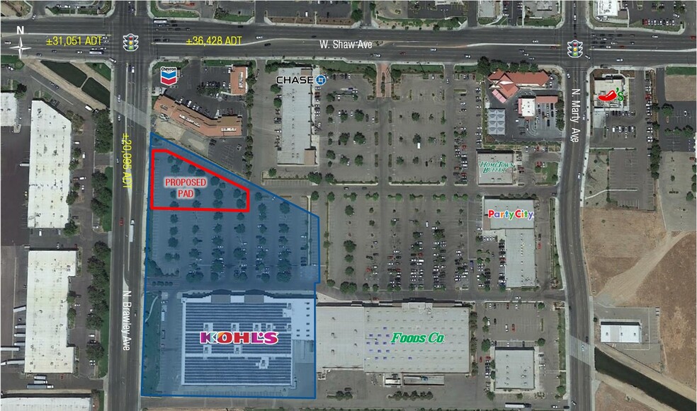 3699 W Shaw Ave, Fresno, CA for lease - Aerial - Image 2 of 3