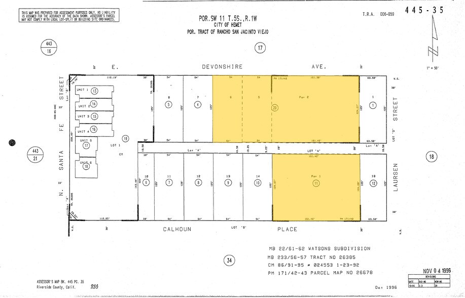 1011 E Devonshire Ave, Hemet, CA for lease - Plat Map - Image 2 of 13