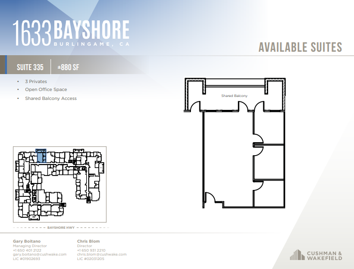 1633 Bayshore Hwy, Burlingame, CA à louer Plan d’étage- Image 1 de 1