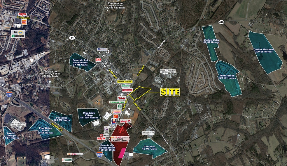 407-411 S Main St, Fountain Inn, SC à louer - Aérien - Image 2 de 4