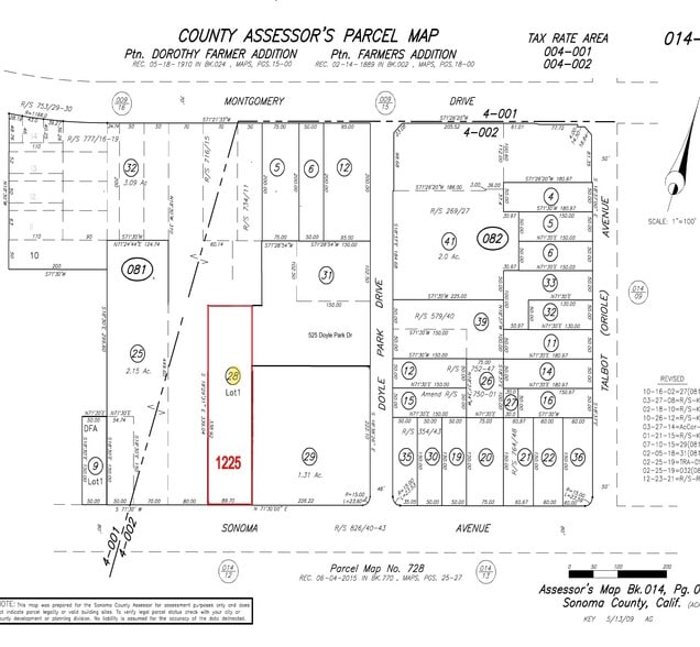 1225 Sonoma Ave, Santa Rosa, CA for sale - Plat Map - Image 2 of 5