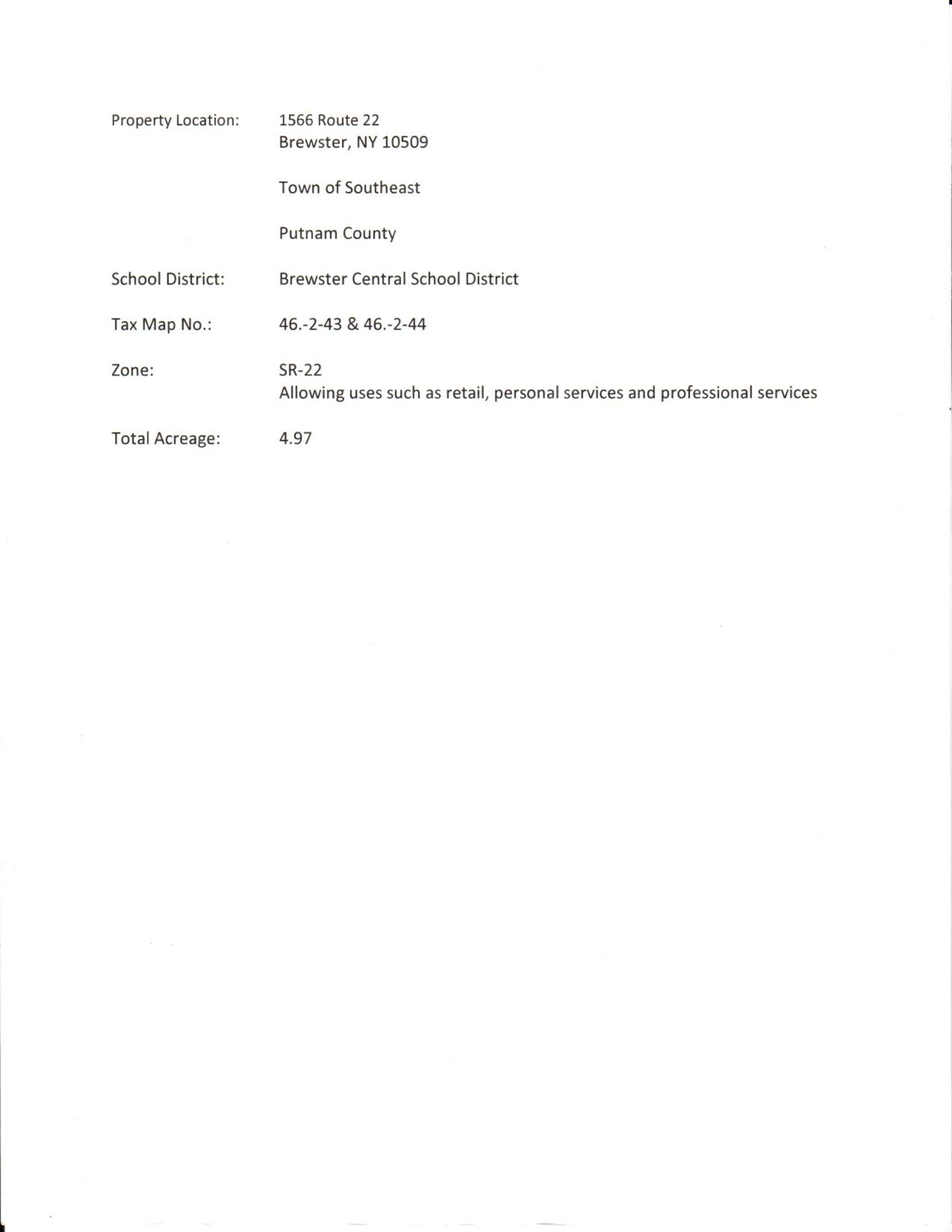 1566 NY-22, Brewster Village, NY for sale Site Plan- Image 1 of 2