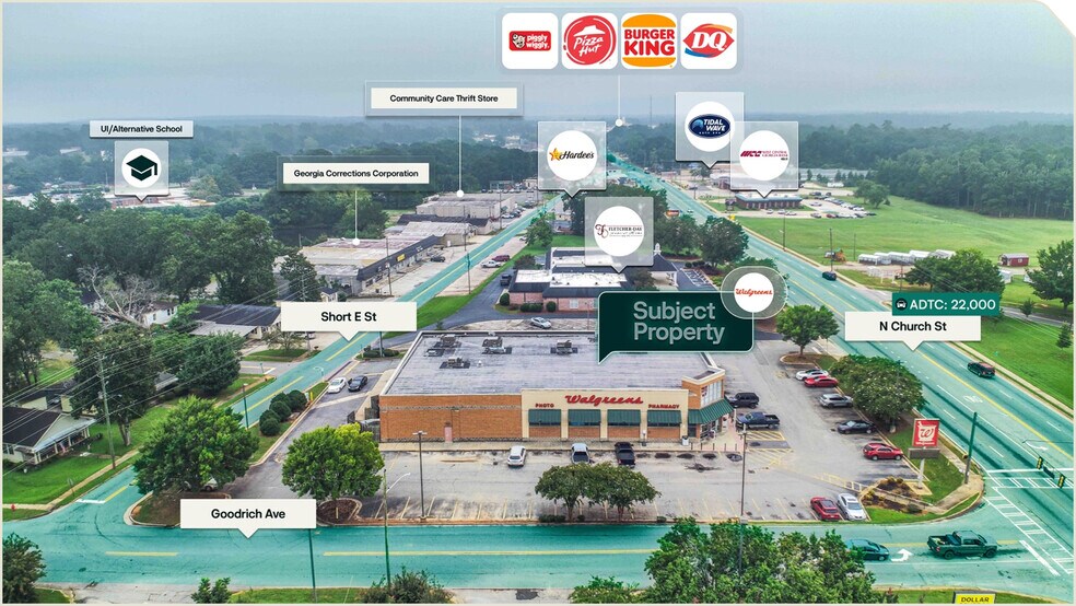 634 N Church St, Thomaston, GA à vendre - Aérien - Image 3 de 3