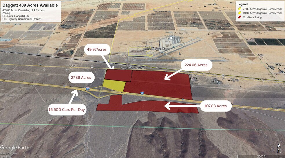 Interstate 40 and Hidden Springs Road -, Daggett, CA for sale - Aerial - Image 2 of 4