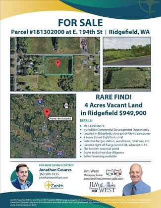 Plus de détails pour Parcel #181302000 at NE 194th St, Ridgefield, WA - Terrain à vendre