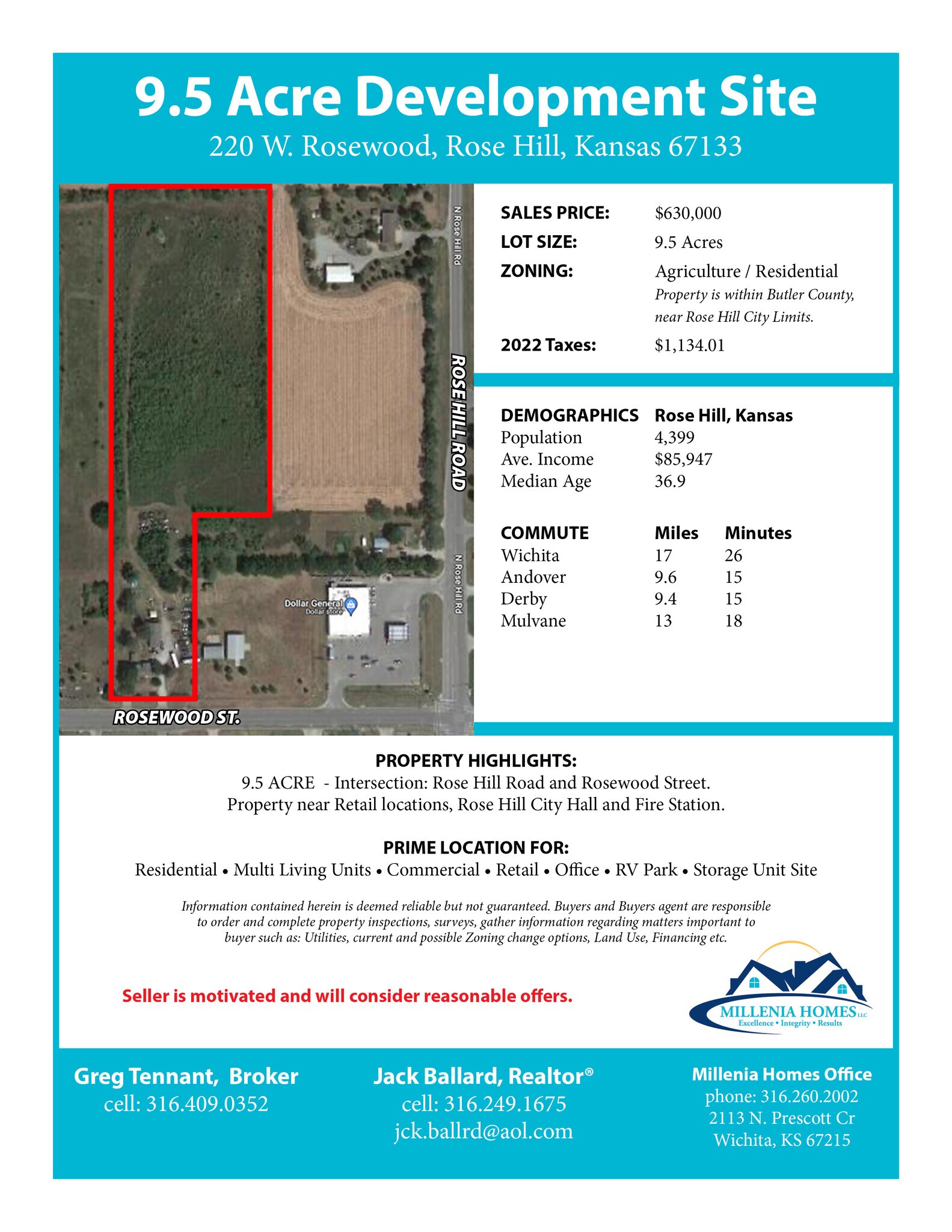 220 W Rosewood, Rosehill, KS à vendre Plan de site- Image 1 de 5
