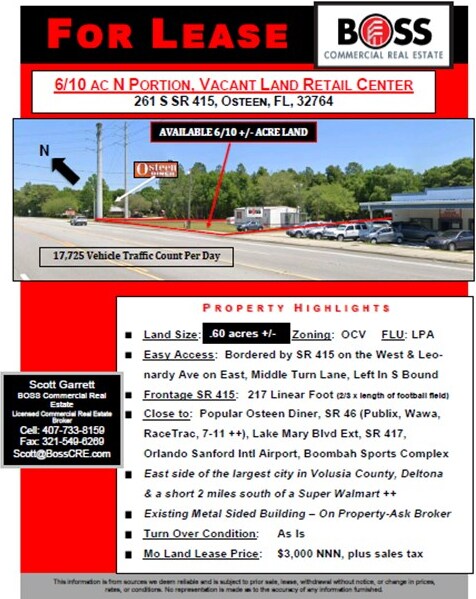 More details for 261 S State Road 415, Osteen, FL - Land for Lease