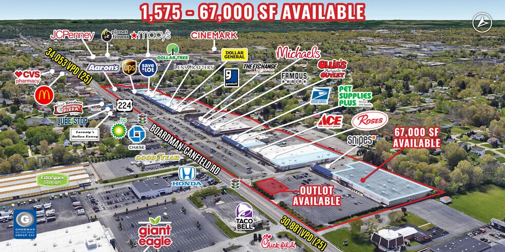 101-501 Boardman-Canfield Rd, Youngstown, OH for lease - Aerial - Image 1 of 16