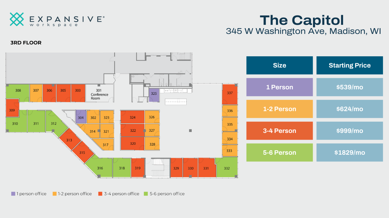 345 W Washington Ave, Madison, WI à louer Plan d  tage- Image 1 de 4