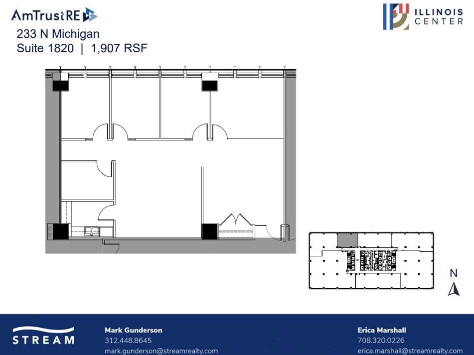 233 N Michigan Ave, Chicago, IL à louer Plan d  tage- Image 1 de 1