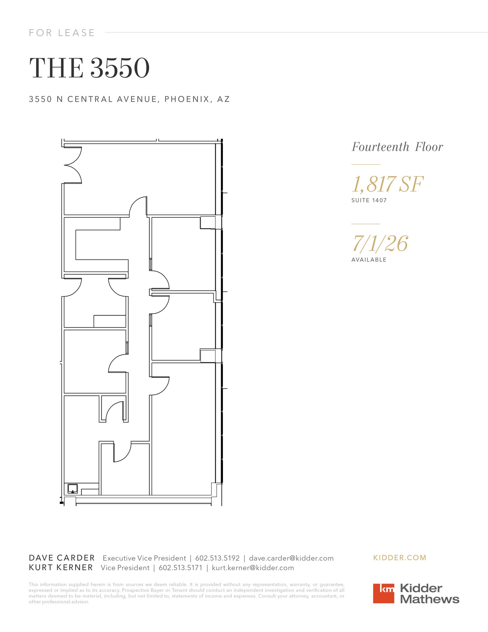 3550 N Central Ave, Phoenix, AZ à louer Plan d’étage- Image 1 de 1