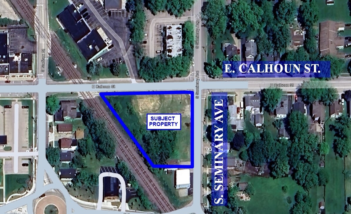 SWC of Calhoun Street and S. Seminary Ave., Woodstock, IL for sale Aerial- Image 1 of 5